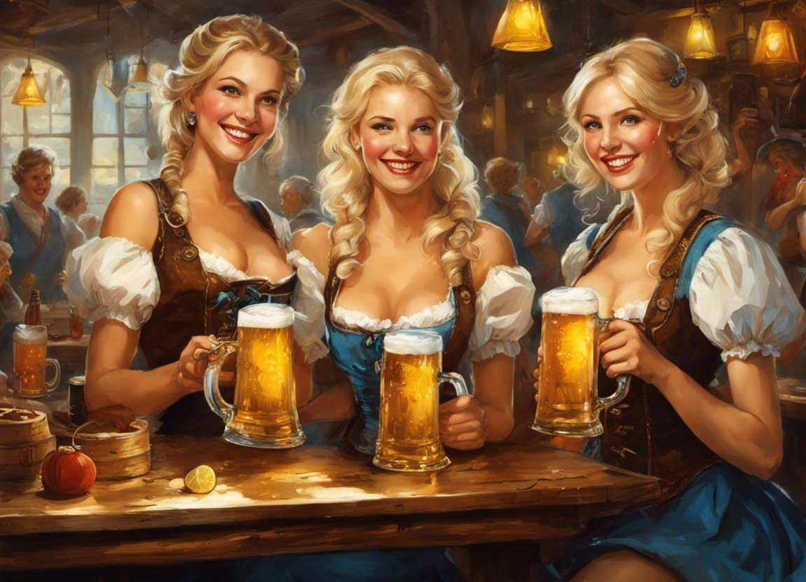 Oktoberfest Blondes in Pin-Up Style
