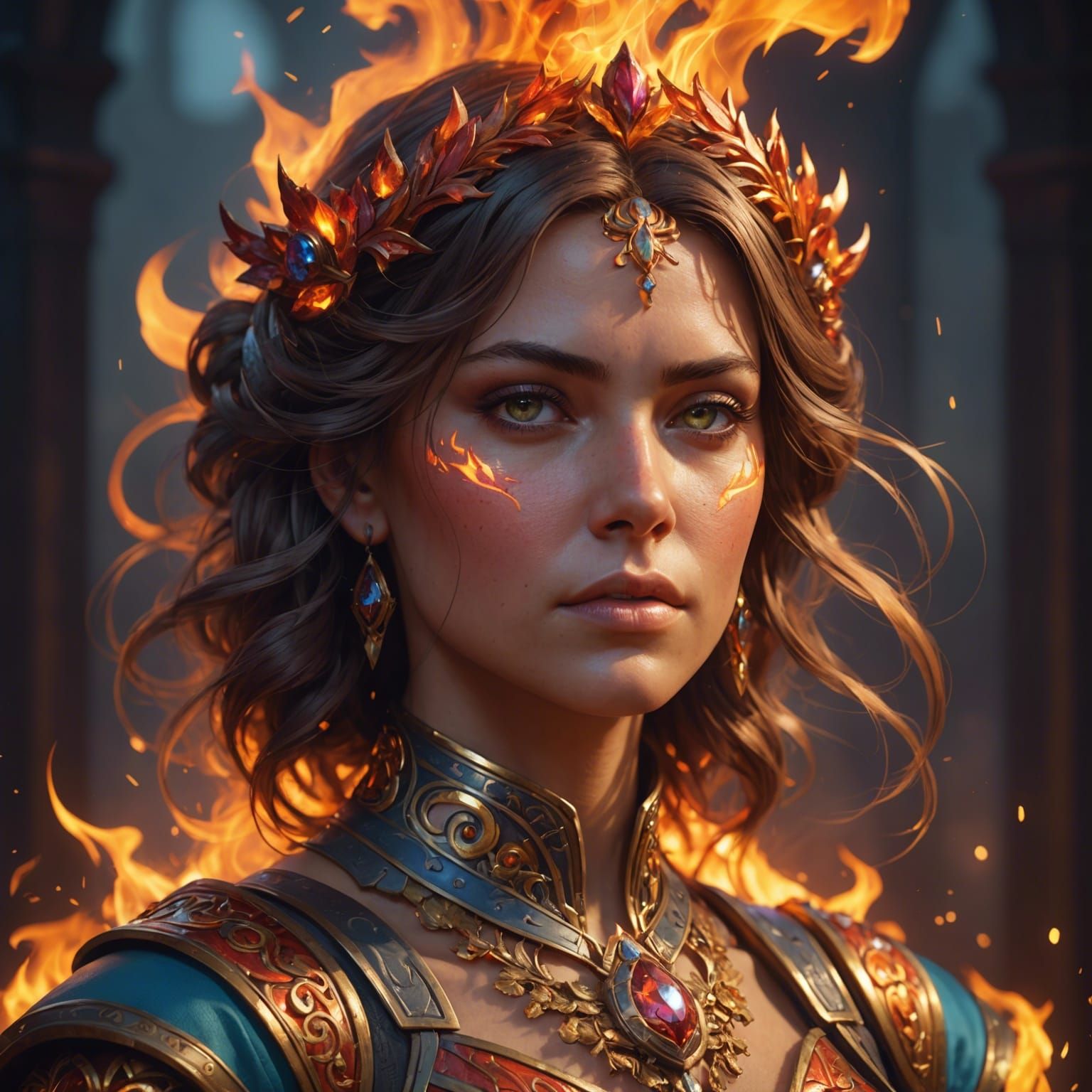 Fiery Portrait in Hyperdetailed Style