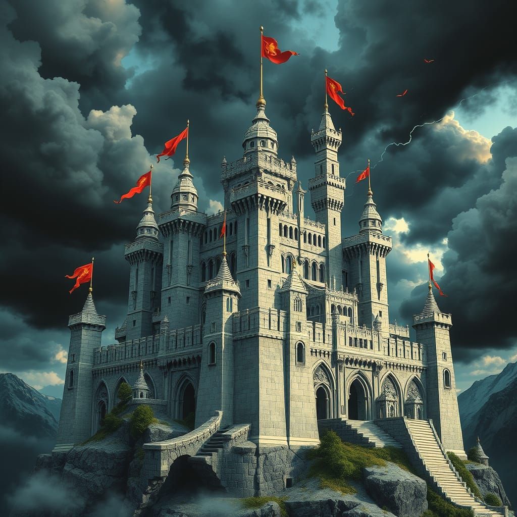 Majestic Futuristic Castle in Impossible Geometry