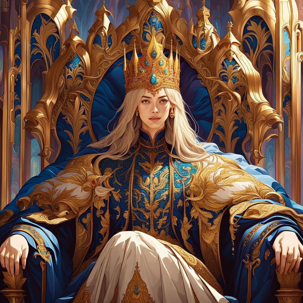 Queen Cartethyia's Majestic Throne: A Digital Fantasy Portra...