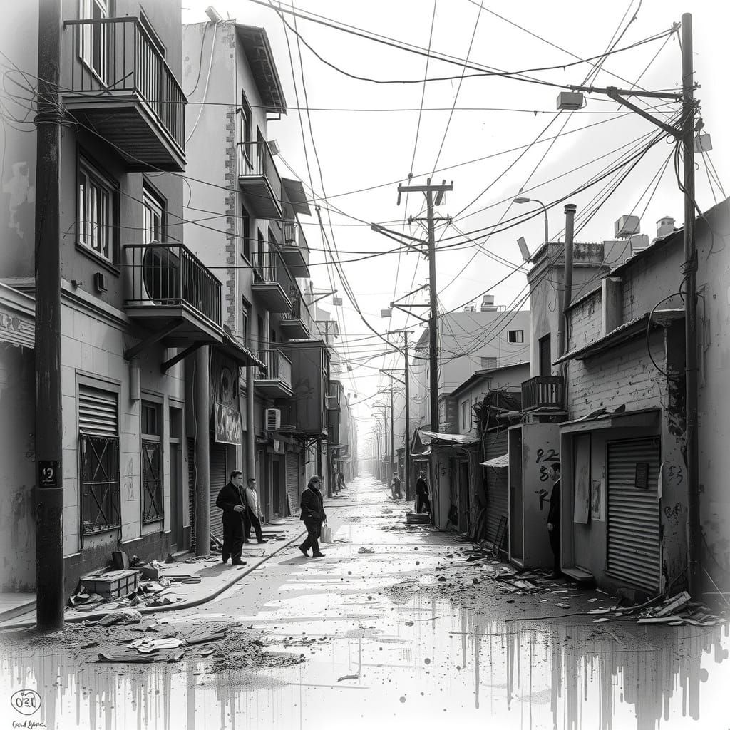 Monochromatic Urban Wasteland in Stark Black and White