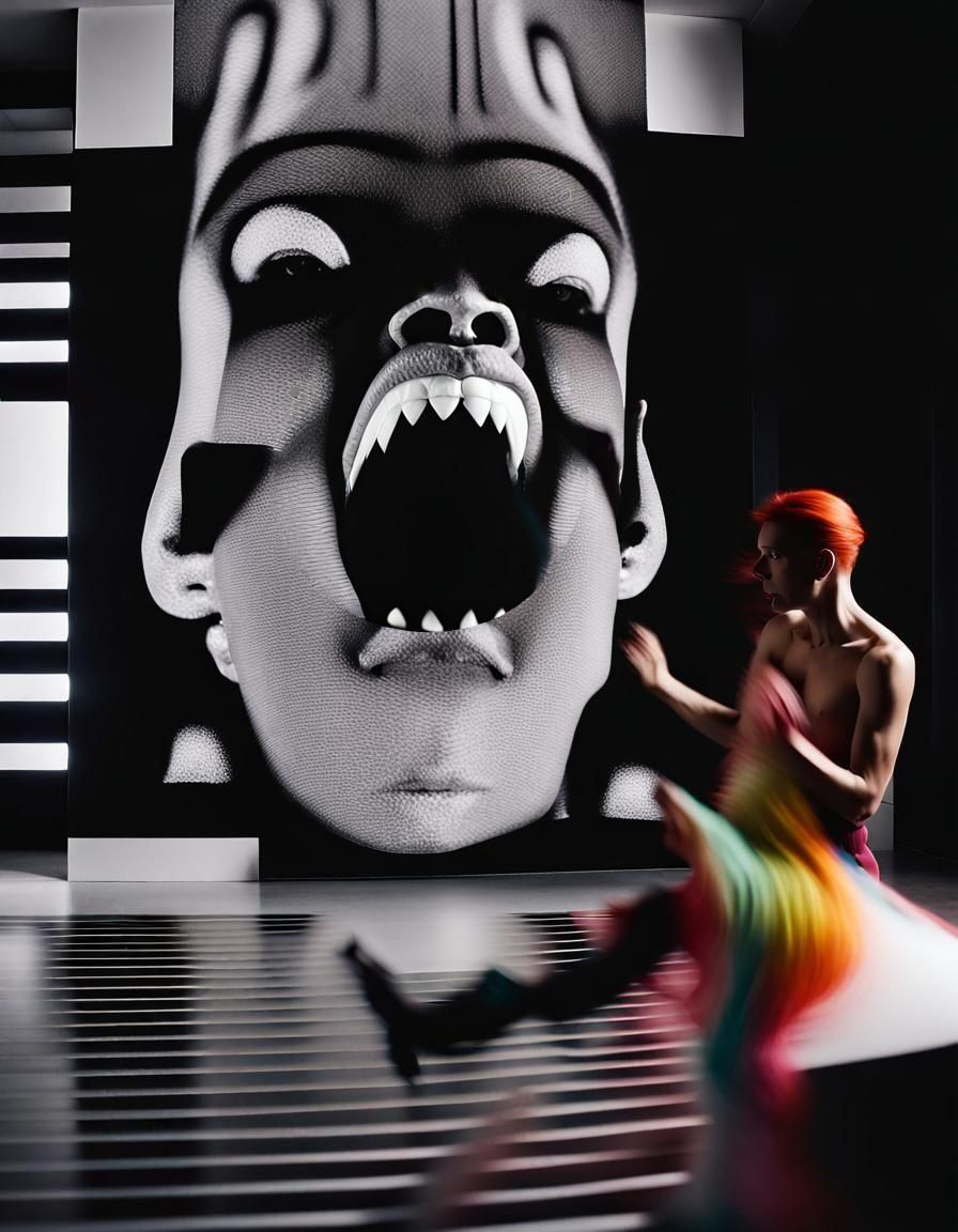 Hyperrealistic Demon Sculpture in Stark Room, Surreal Art