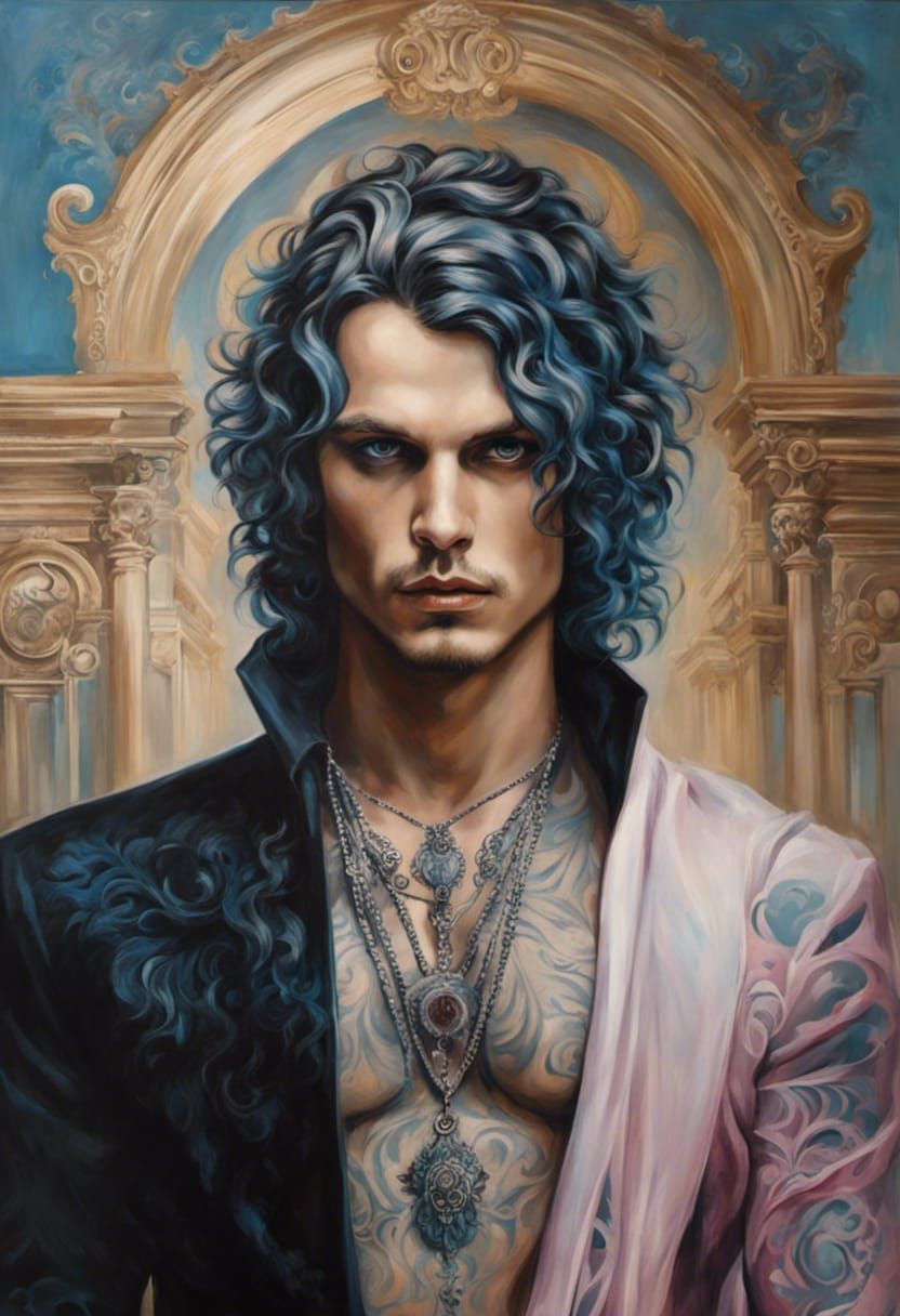 Rococo Portrait of Young Man with Tattoos