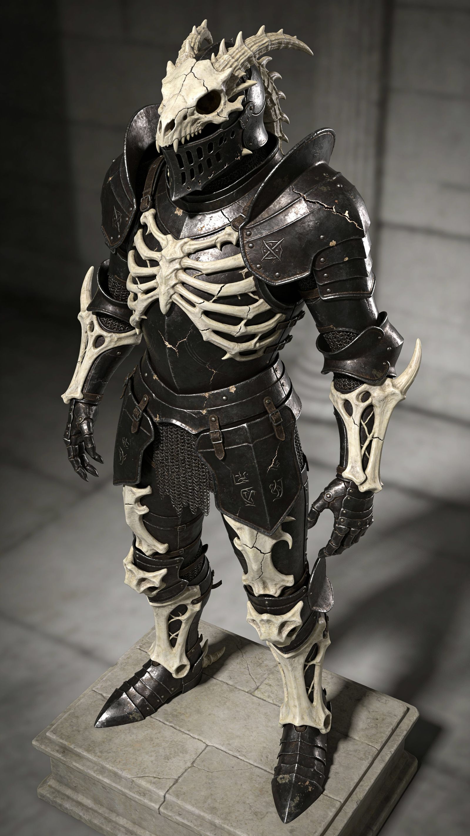 Dragon Bone Medieval Armour Statue