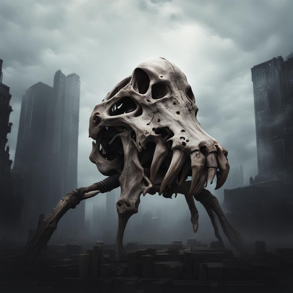 Eldritch Mech Horse Skull in Dramatic Lighting