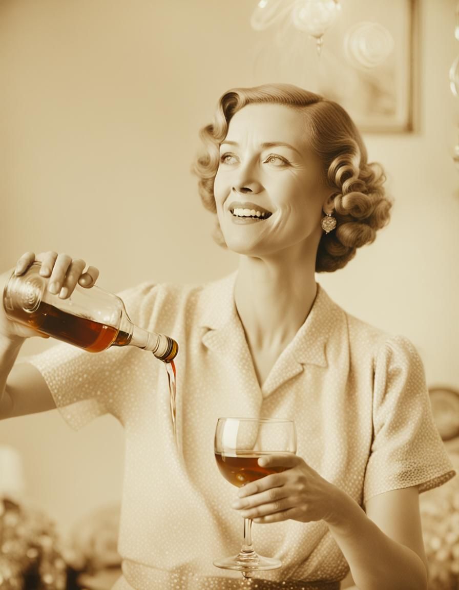 Vintage Hollywood Liquor Pour: A Cinematic Still