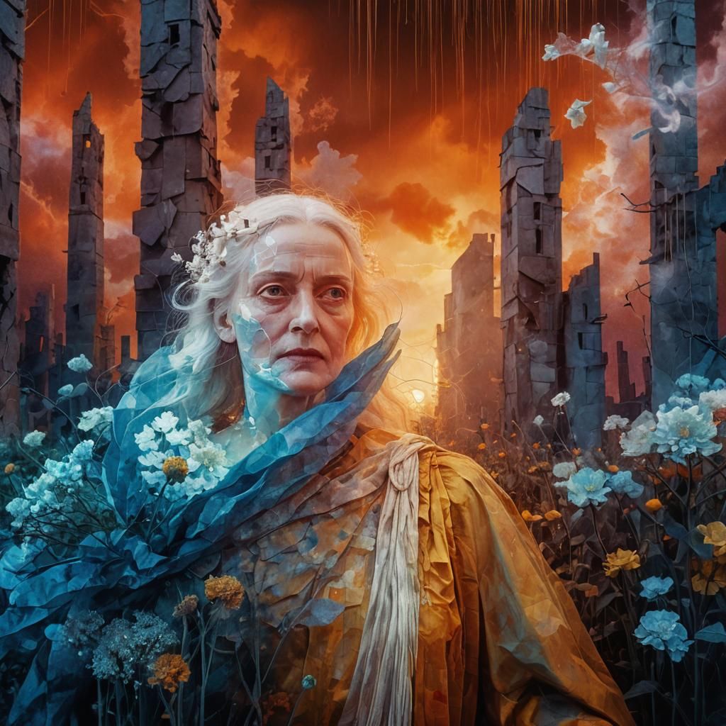 Surreal Fairy Portrait in Dreamlike Dandelion Dreamscape