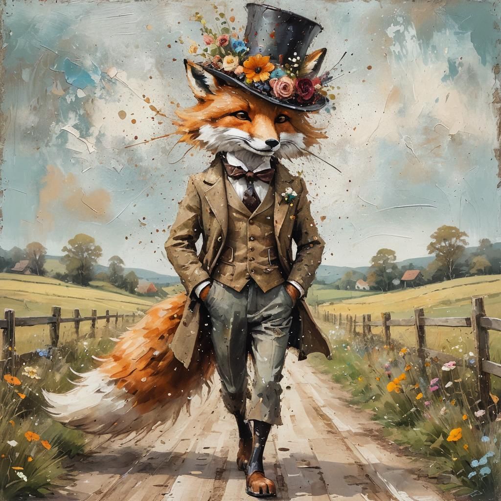 Fox Gentleman in Whimsical Fantasy Art Style
