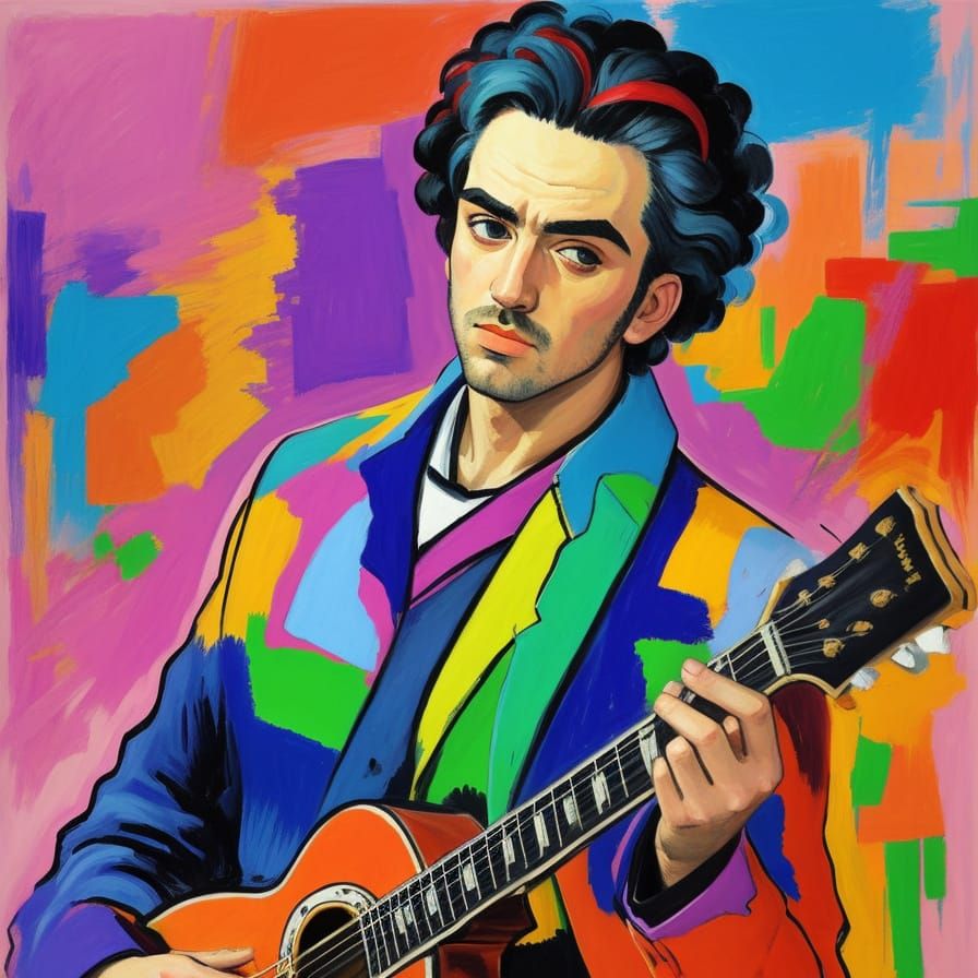 Expressive Musician Portrait in Bold Fauvist Style