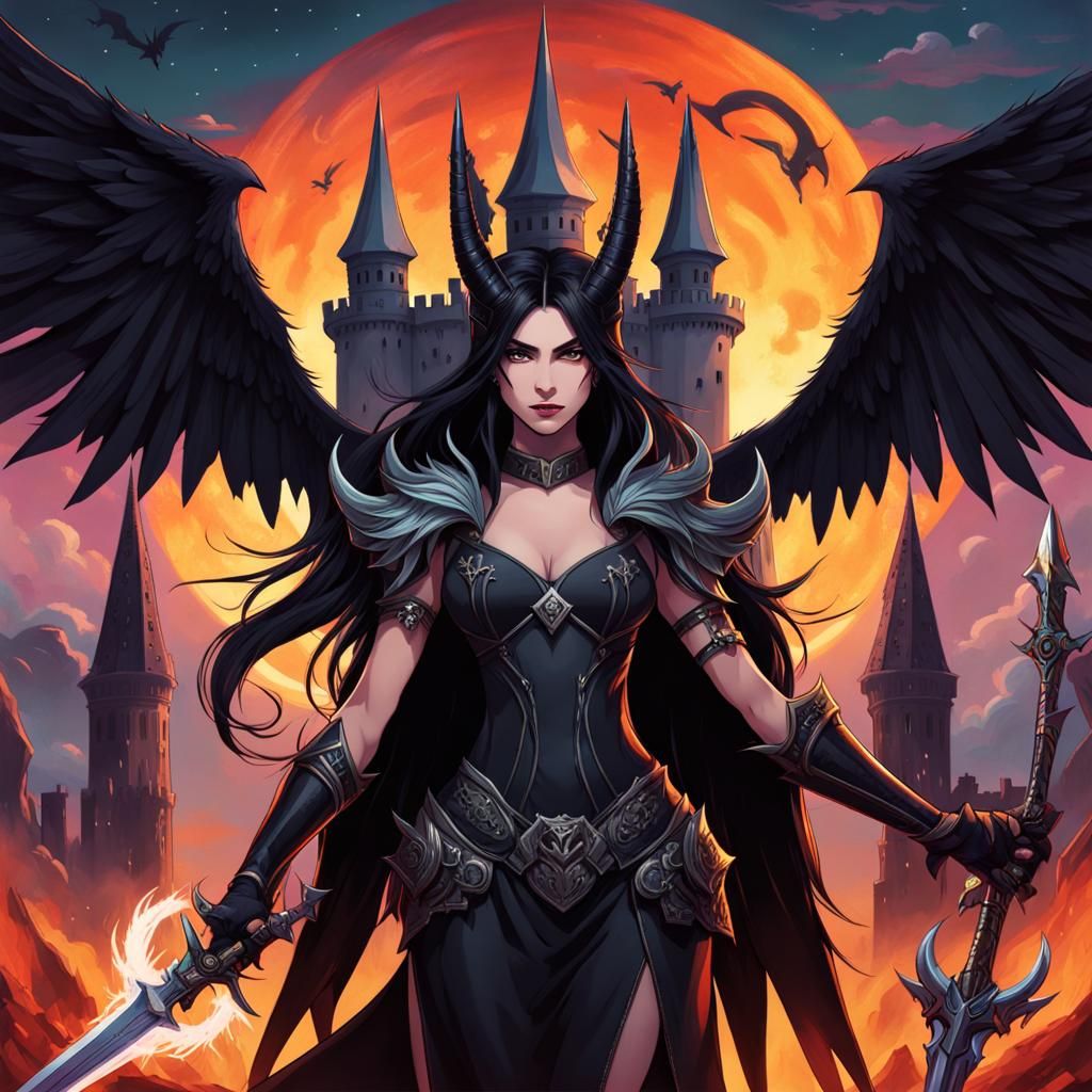 Half-Angel Half-Demon with Crystal Sword