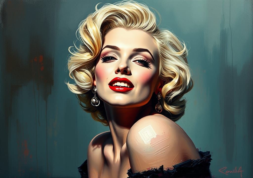 Marilyn Monroe Impasto Oil Painting in Expressionist Style