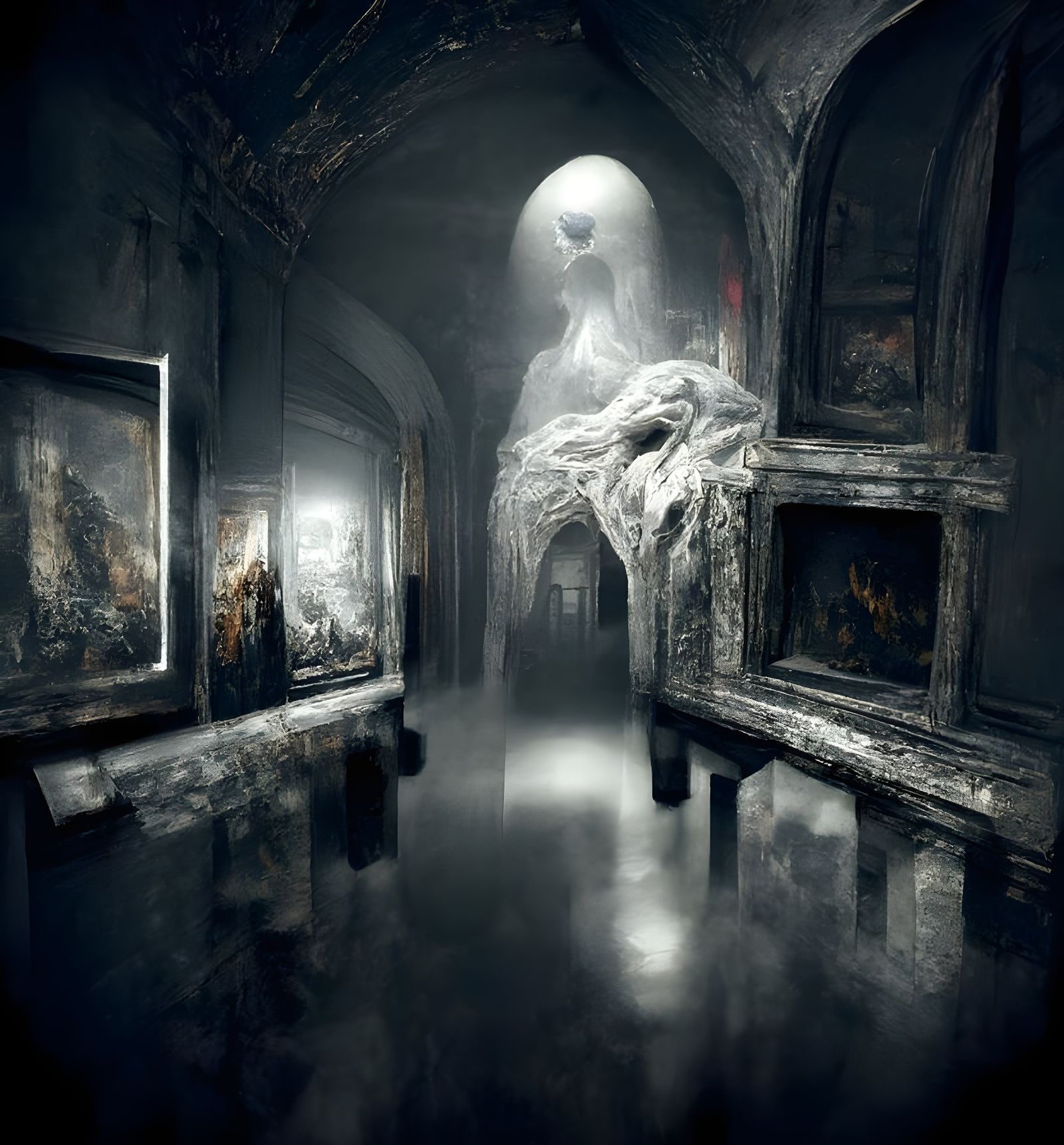 Haunted Art Museum Gallery with Ghost