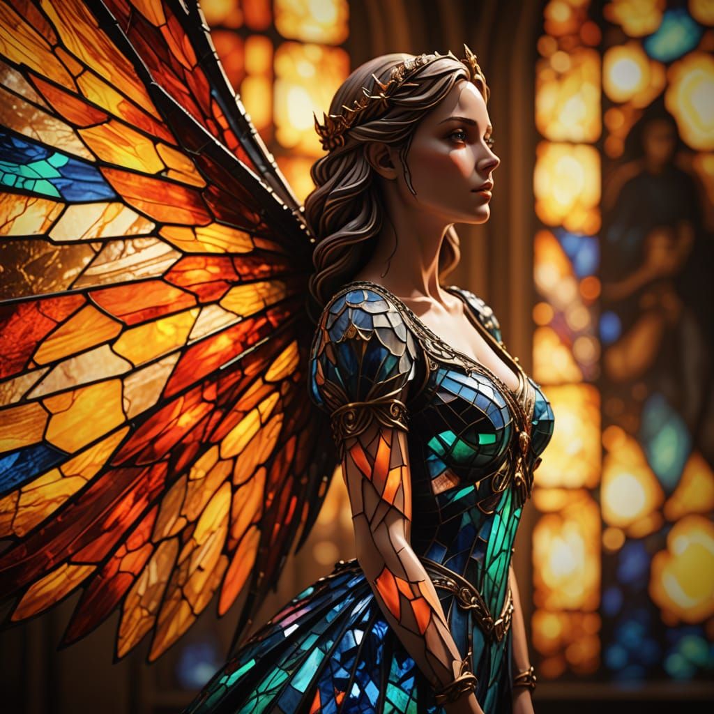 Stained Glass Female Figure in Unreal Engine 8k