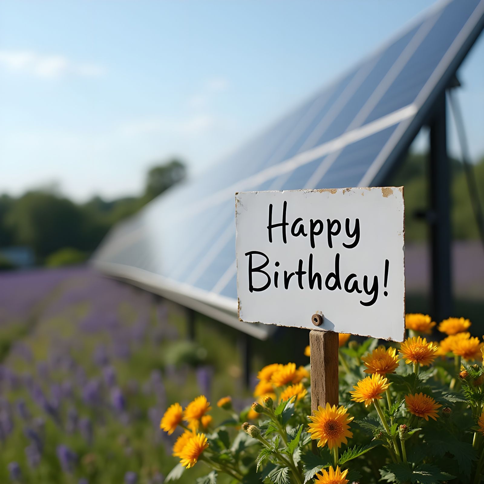 Solar Powered Birthday Card in a Sunny Landscape