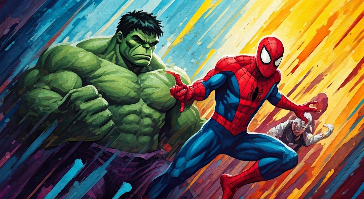 Spidey and Friends: Watercolor Gouache Marvel Illustration