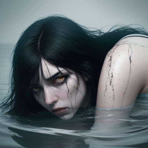 Ethereal Gothic Beauty in Exhausted Repose