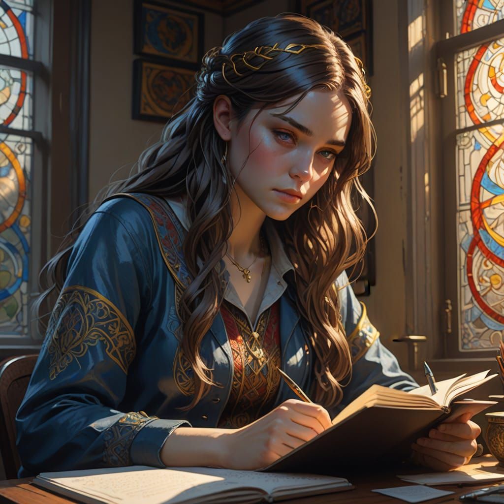 Dreamy Young Poet in Soft Golden Light