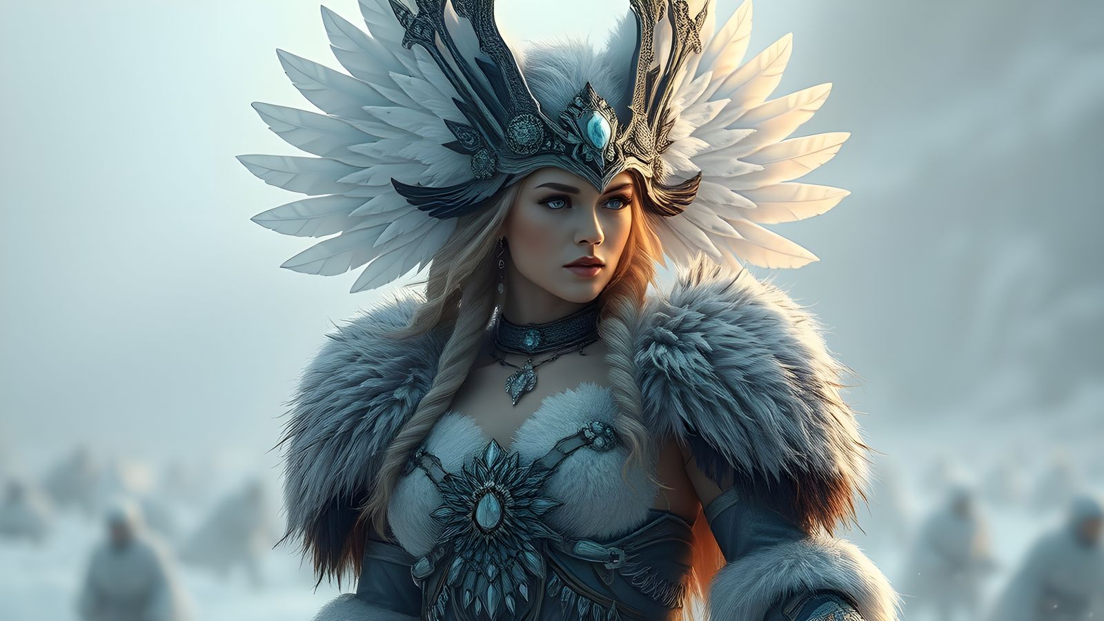 Mystic Valkyrie Goddess of Winter in Digital Art