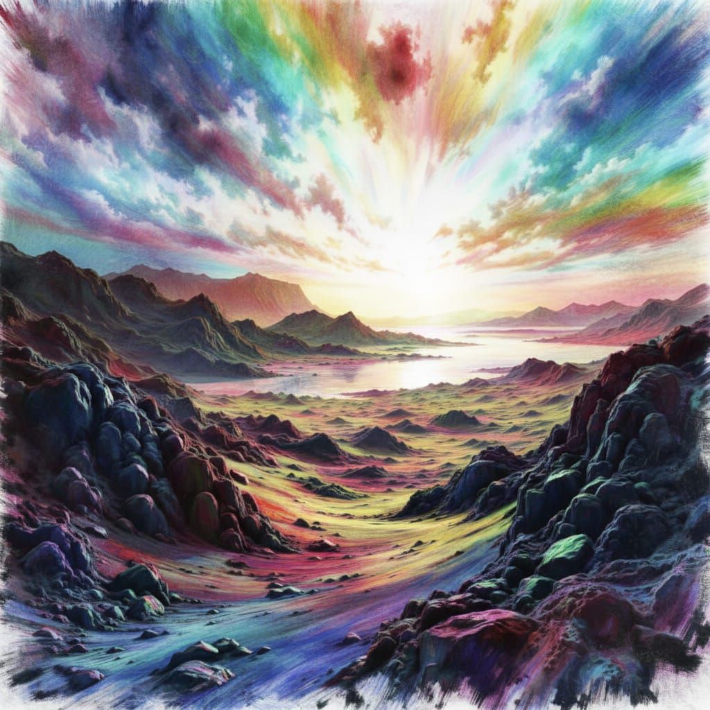 Detailed Charcoal Landscape Painting