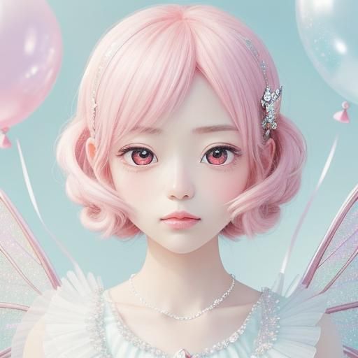Kawaii Baby Tooth Fairy Portrait in Pastel Colors