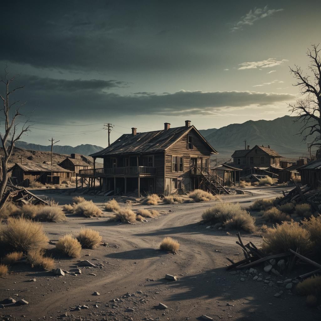 Eerie Abandoned Ghost Town in Cinematic Style