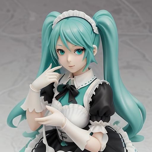 Miku Maid Figurine in Anime Style