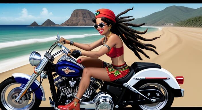 Betty Boop Rides a Harley on Ocean Highway