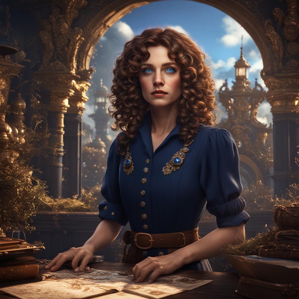 Snarky Stina with Curly Hair: Fantasy Portrait