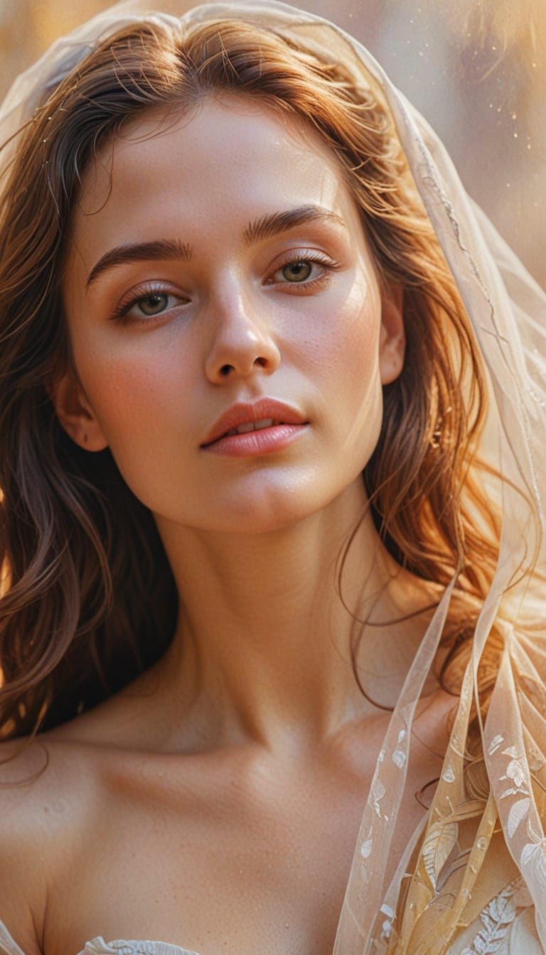 Sensual Oil Painting of a Woman in Warm Golden Light