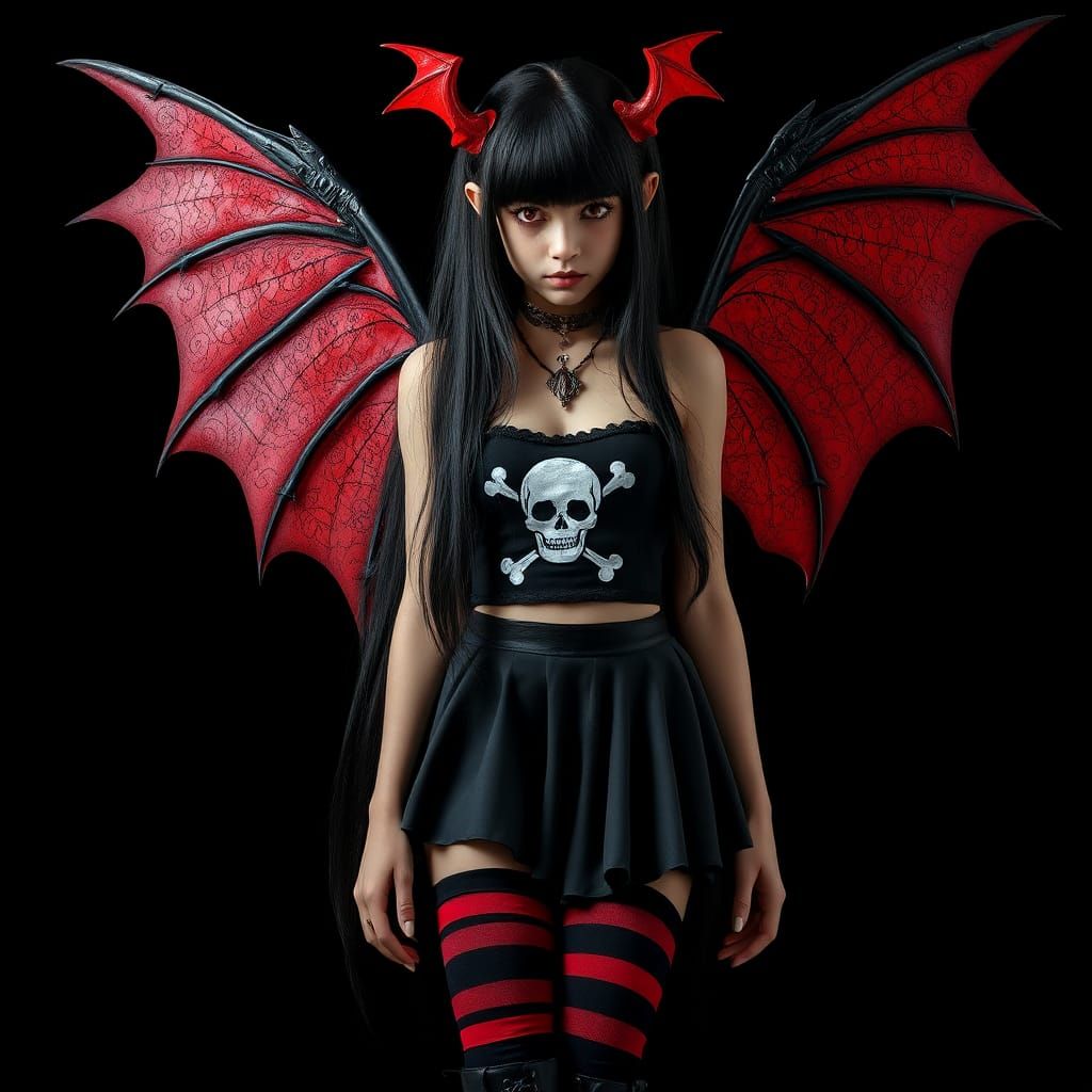 Teen Vampire Fairy with Skull Accents, Hyperrealistic