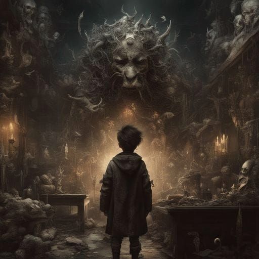 Evil Boy Magician Dark Fantasy Portrait