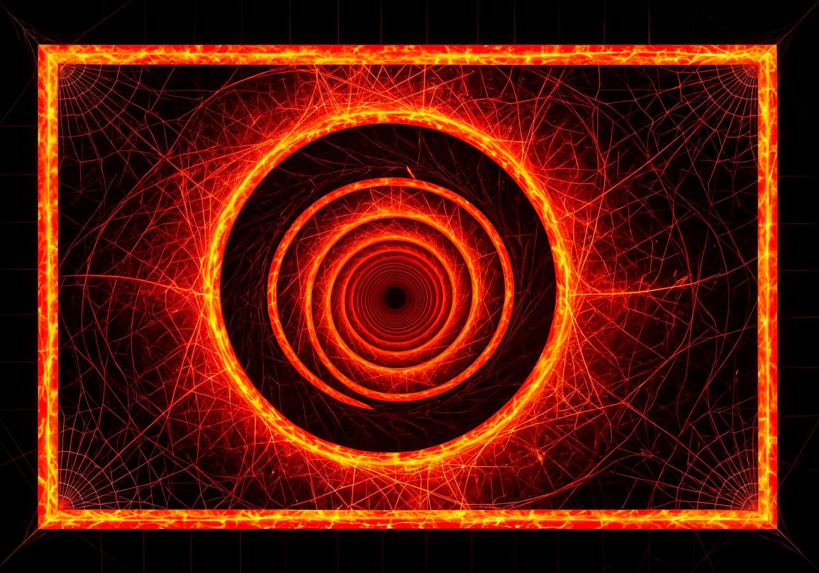 Square Mosaic Fire Vortex in Cubist Style