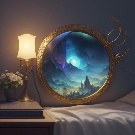 Opal Hairpin on Dresser: Detailed Fantasy Concept Art