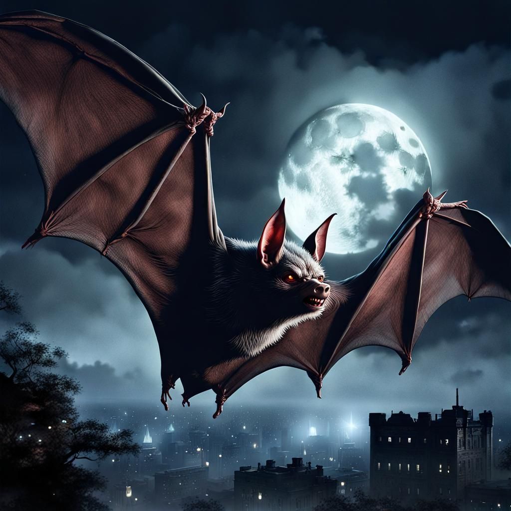Giant Vampire Bat in a Detailed Digital Painting