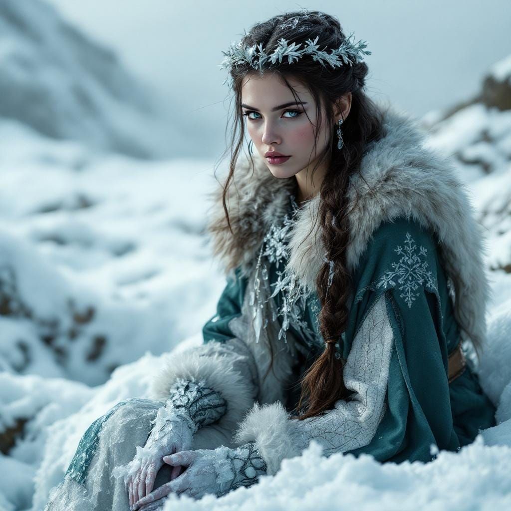 Viking Winter Goddess Rindr: Ice Crown and Runes