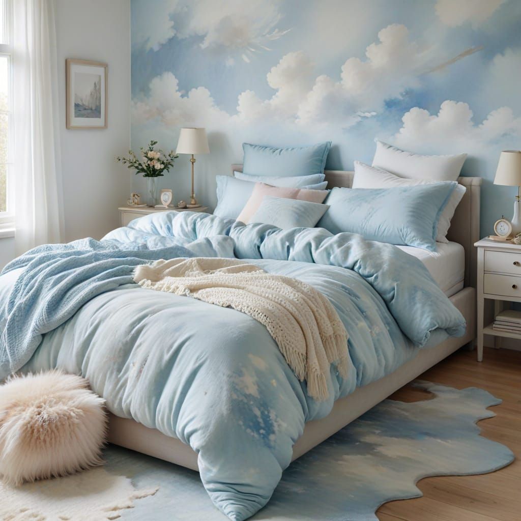 Ethereal Watercolour Bedroom Scene