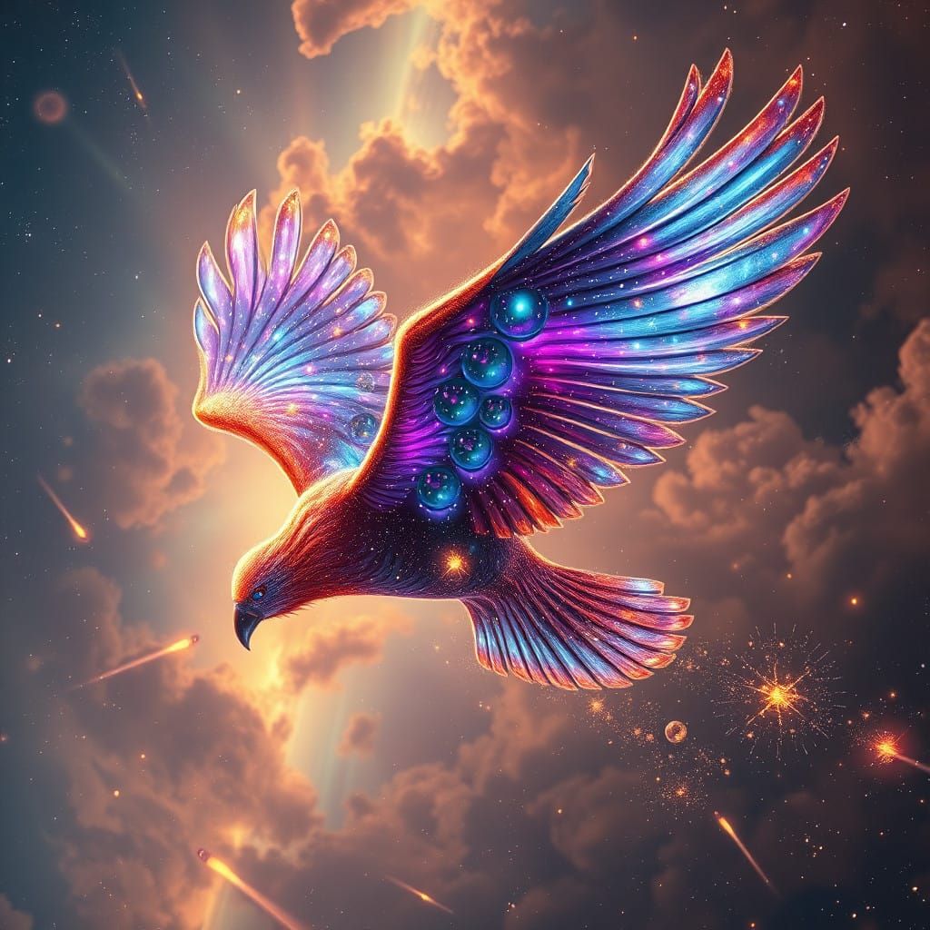 Celestial Avian in Shimmering Stardust Wings