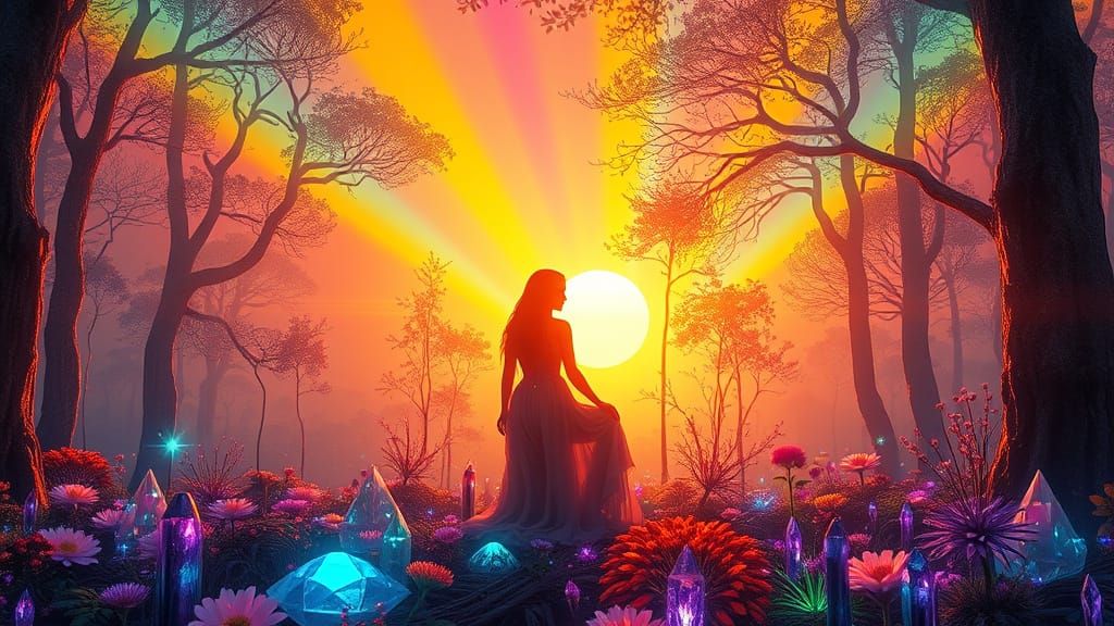 Bioluminescent Crystal Forest: A Surreal Eco-Art Sculpture