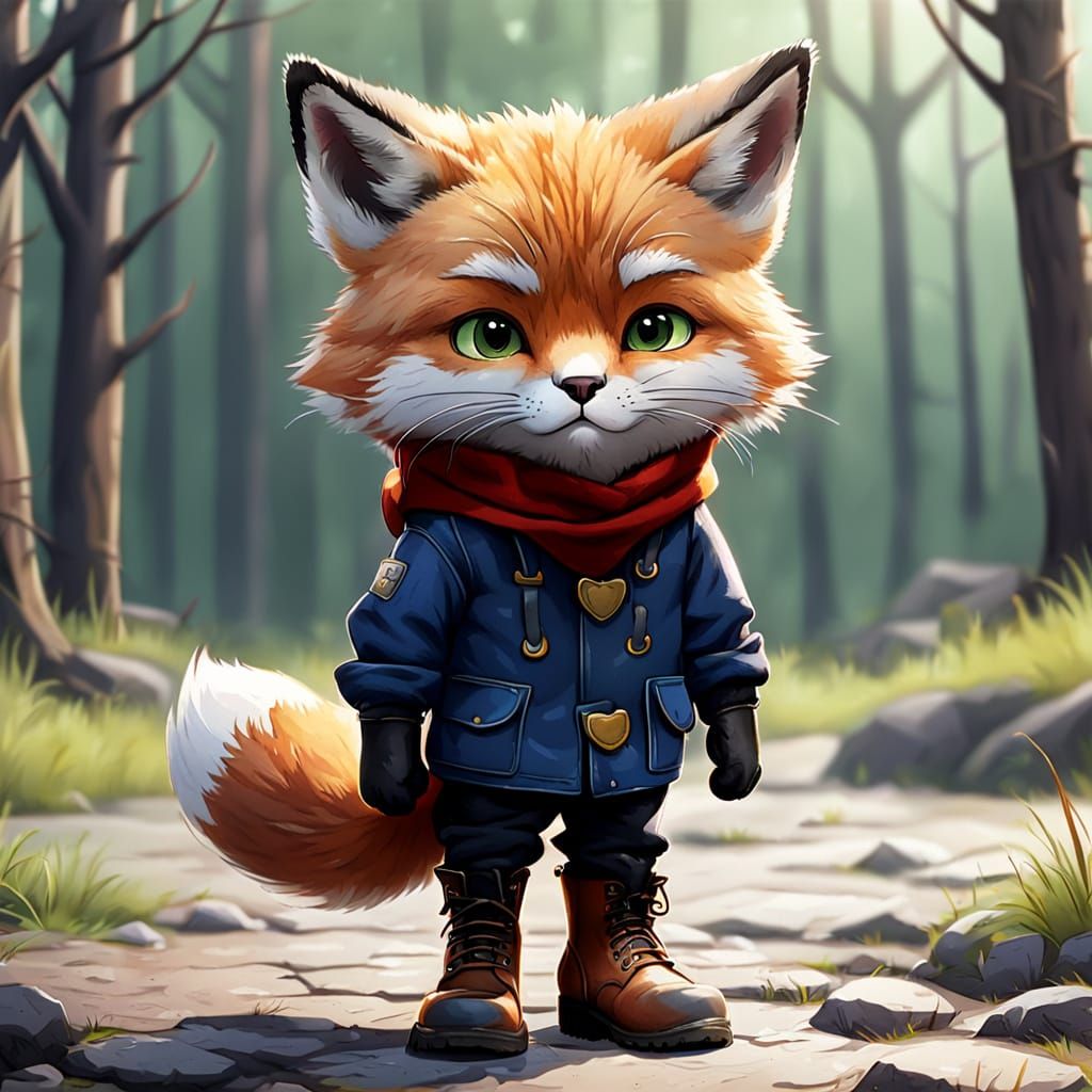 Cute Fox in Boots, Making a Sad Face
