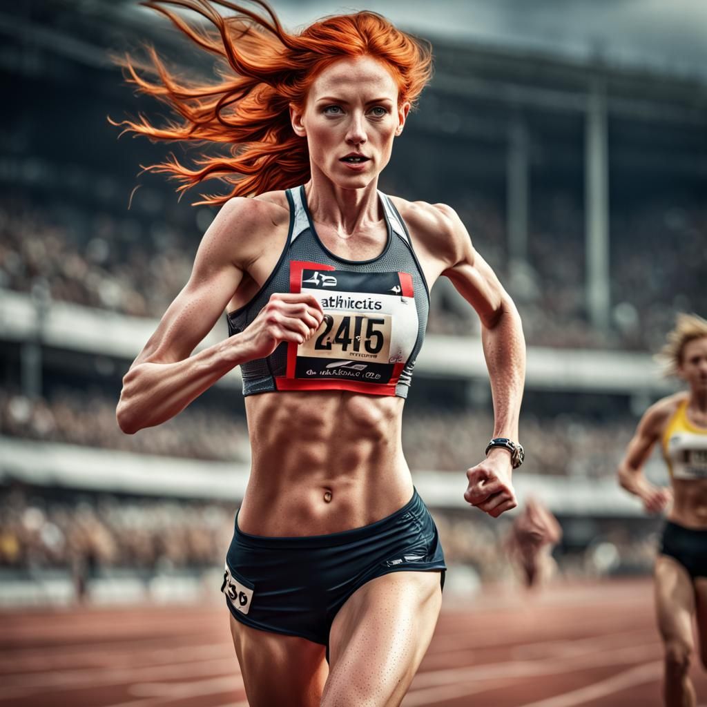 Hyperrealistic Runner in Athletics Race
