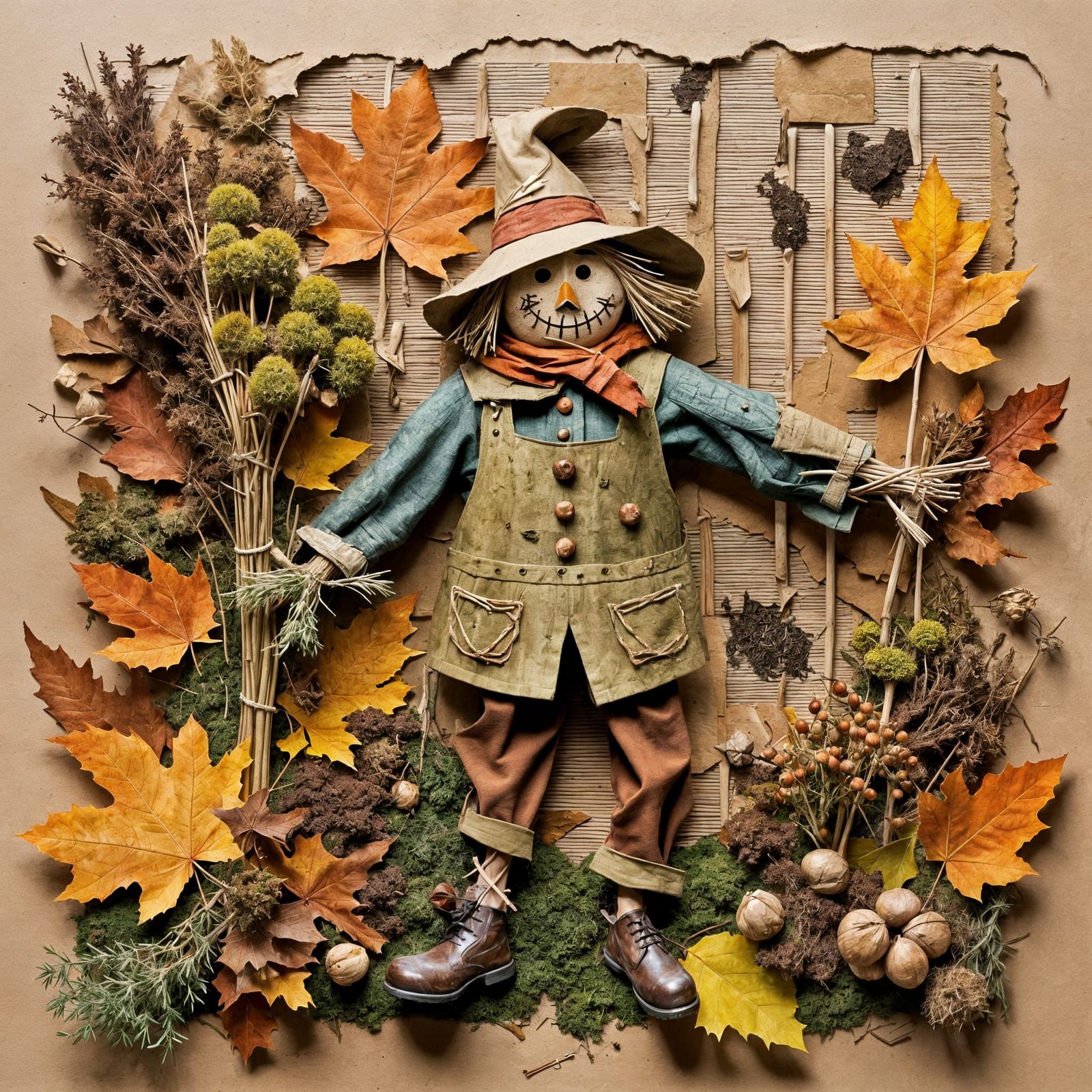 Autumn Collage of Organic Materials