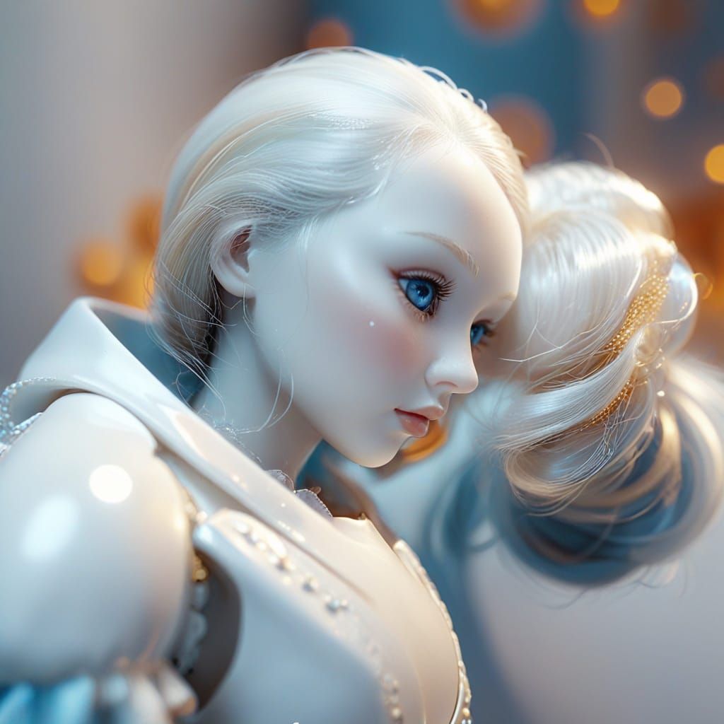 Hyper-Realistic Porcelain Doll's Face in High-Gloss Finish