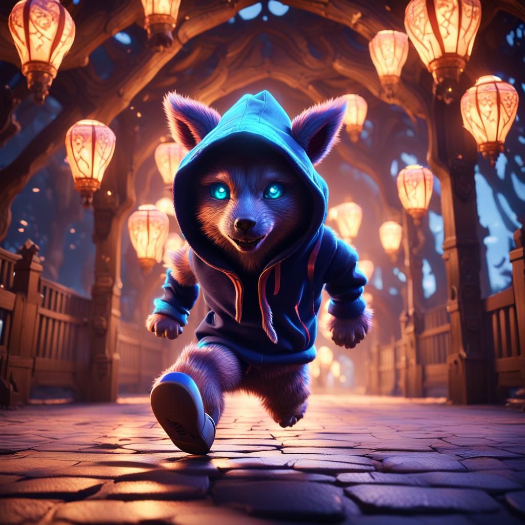 Jin: Magical Creature in Hoodie Sprints for Order