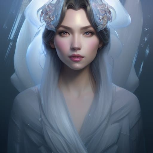 Icy Princess Portrait in Hyperdetailed Splash Art Style