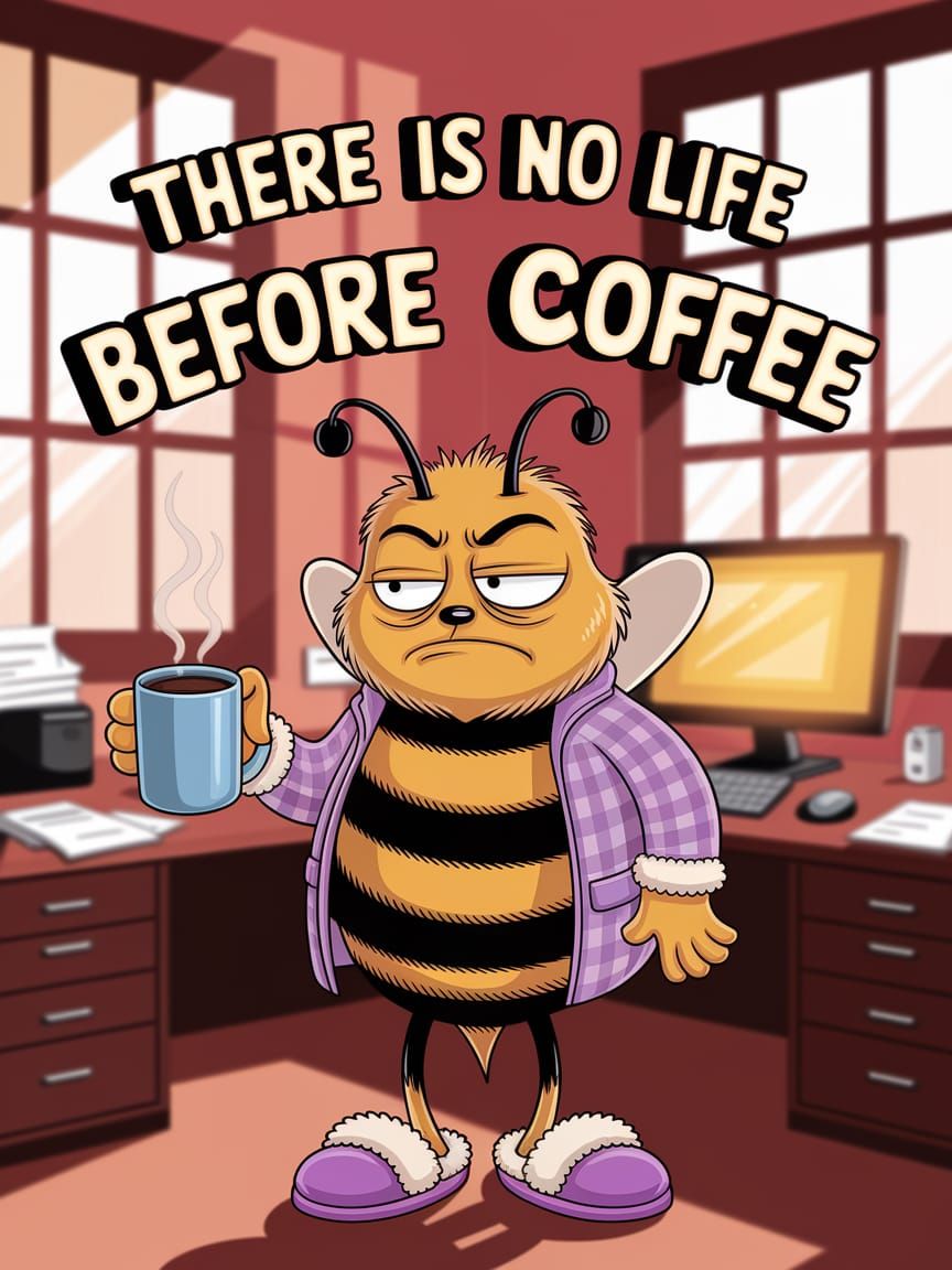 Sleepy Bumblebee Wants Coffee Poster