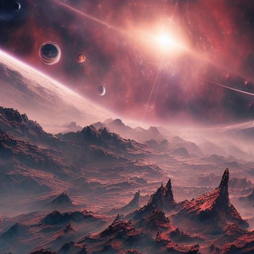 Cosmic Universe: Detailed Matte Painting in Deep Color