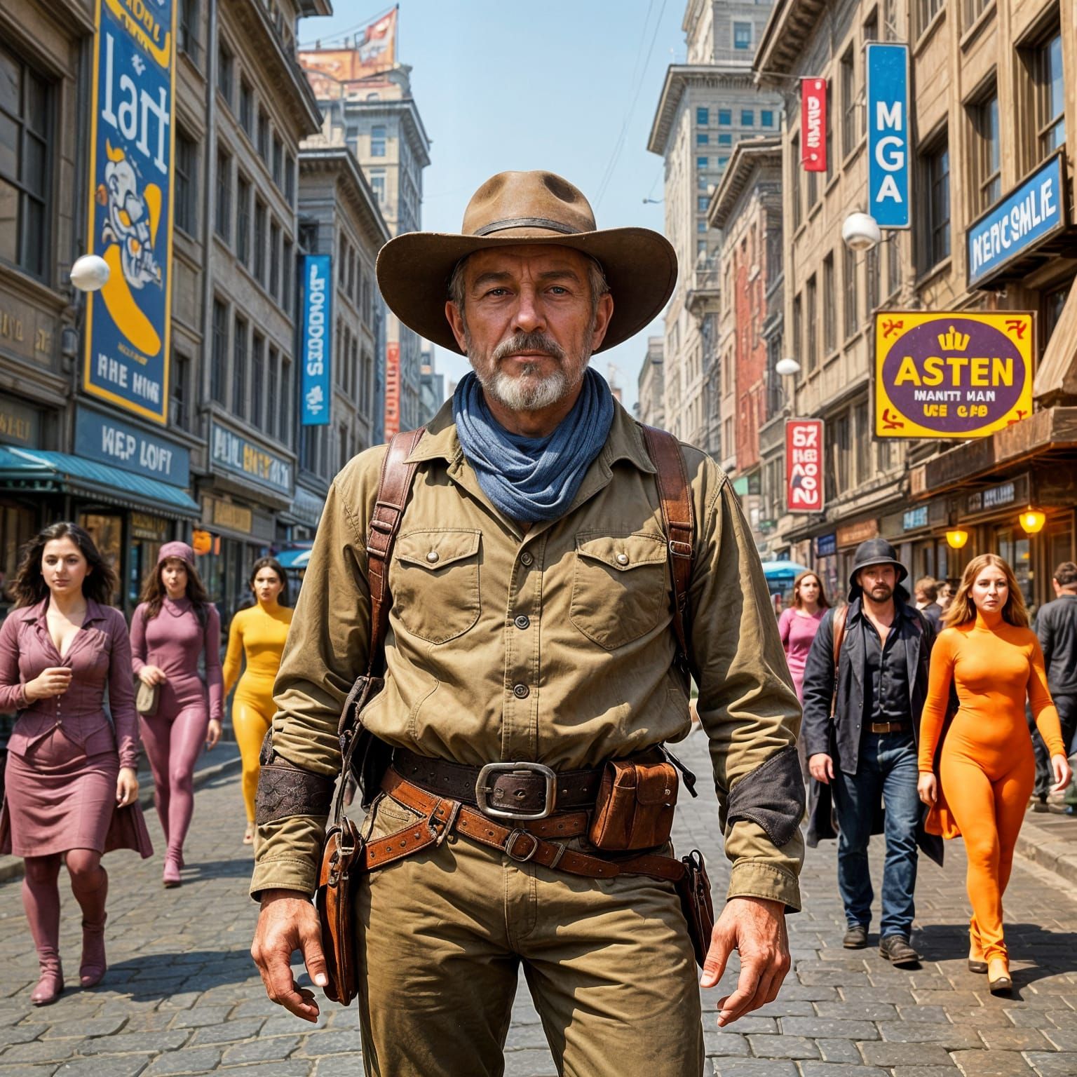 Cowboy in Victorian Future, Hyperrealistic Render