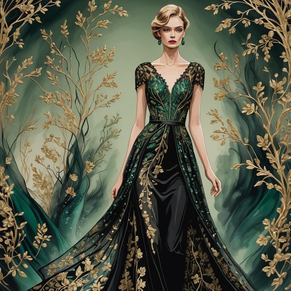 Opulent Surrealist Fashion Illustration in Lacroix Style