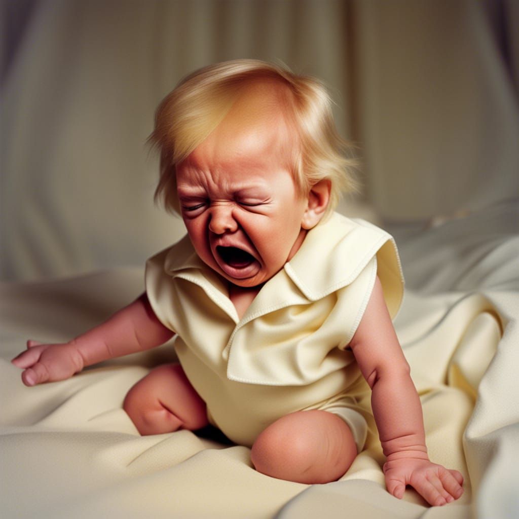 Humorous Depiction: Donald Trump as a Crying Baby