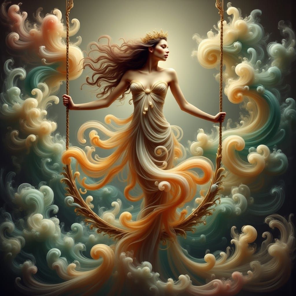 Mythical Amazonian Goddess Soars Through Ethereal Dreamscape